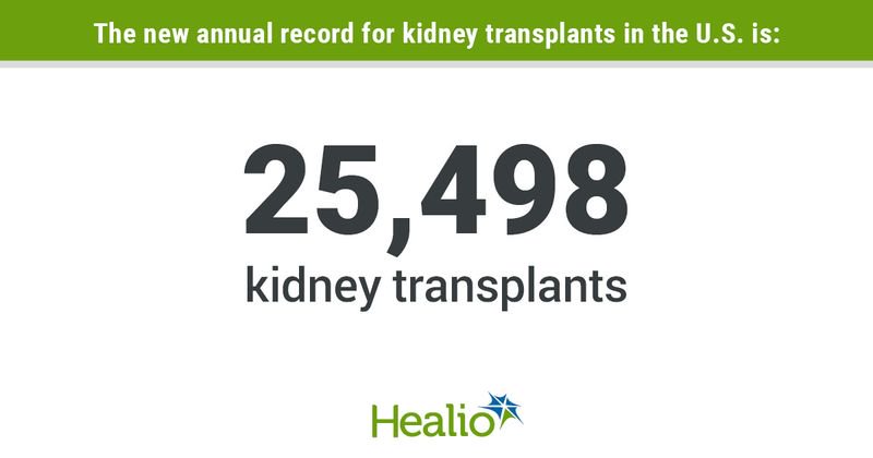 Infographic showing new record of kidney transplants in US