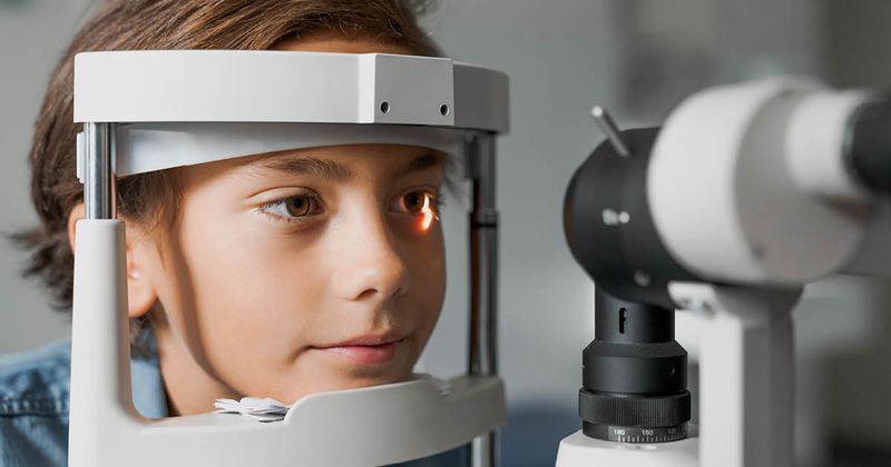 Child taking eye exam