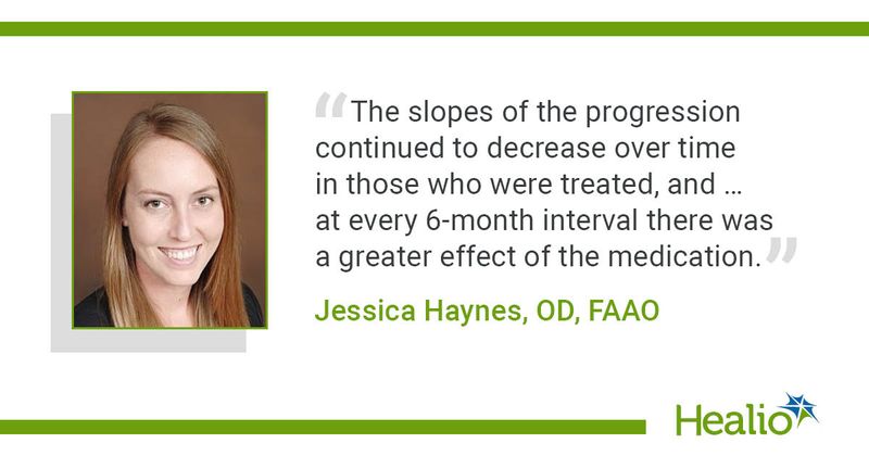 “The slopes of the progression continued to decrease over time in those who were treated, and … at every 6-month interval there was a greater effect of the medication.” Jessica Haynes, OD, FAAO