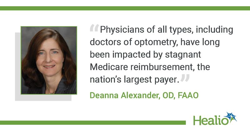 “Physicians of all types, including doctors of optometry, have long been impacted by stagnant Medicare reimbursement, the nation’s largest payer.” Deanna Alexander, OD, FAAO