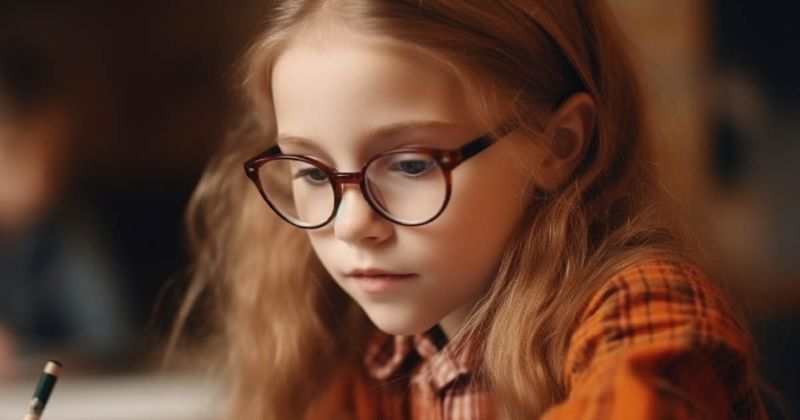 Child wearing glasses