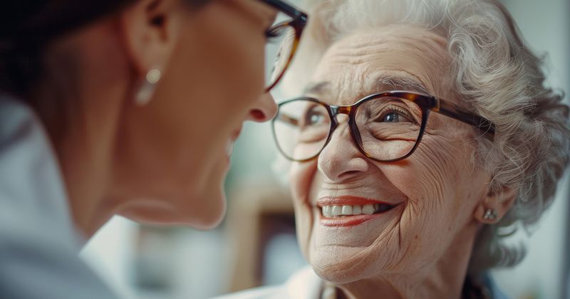 Two women wearing glasses.