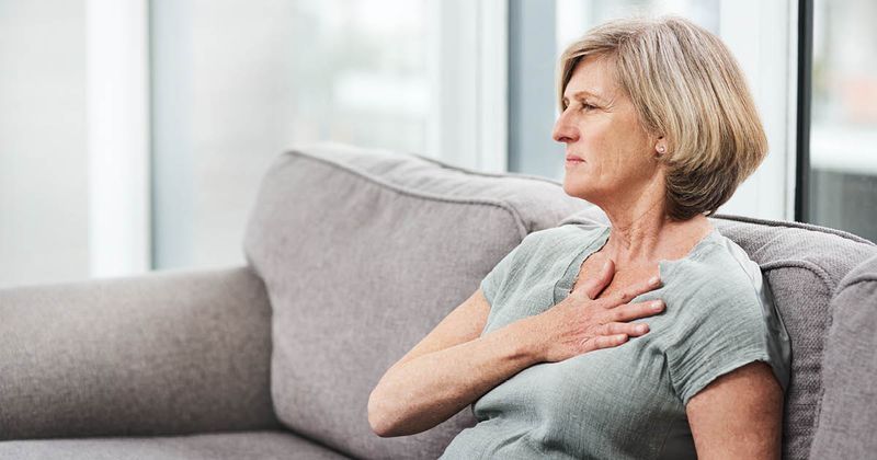 woman breathing deeply