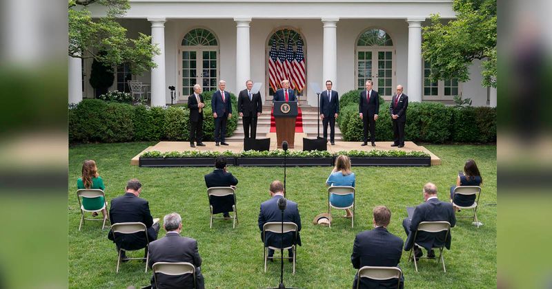 Trump announced in a Rose Garden press event that the U.S. would sever ties with WHO. Credit: White House/Joyce N. Boghosian