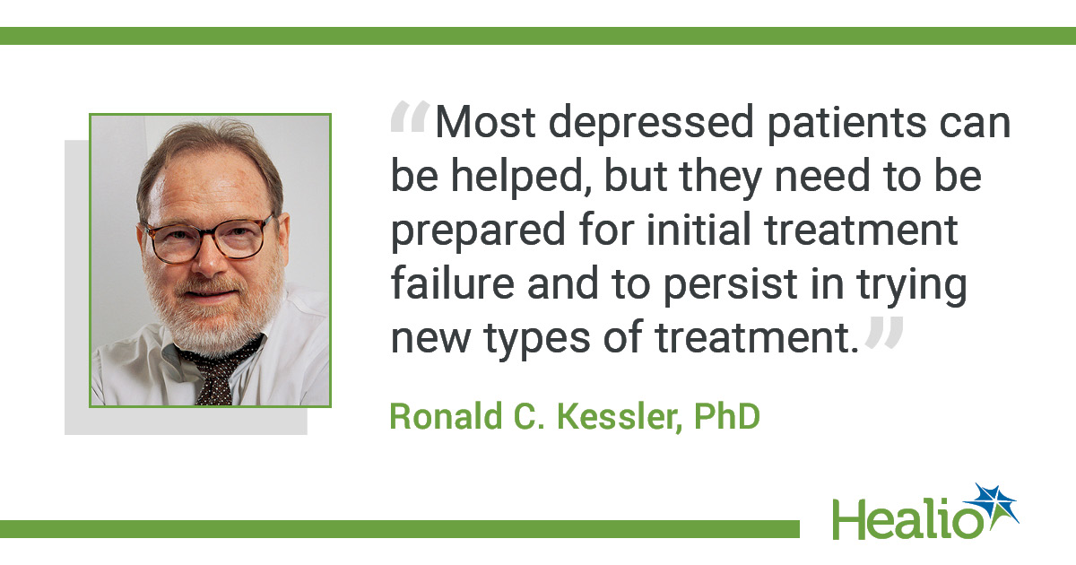 infographic showing study author Ronald Kessler with quote about patient persistence