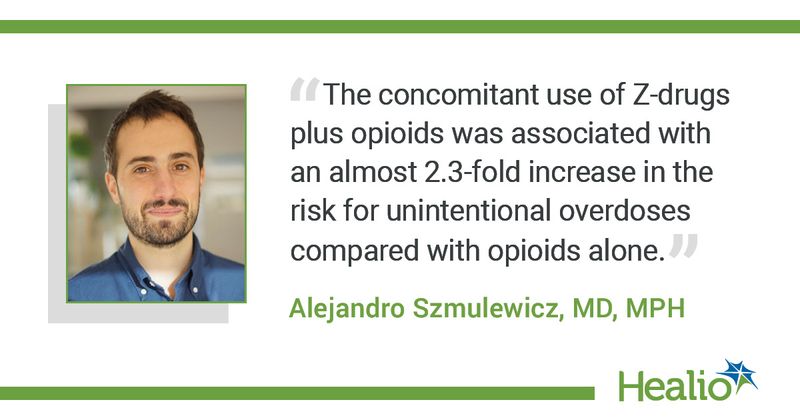 Szmulewicz infographic with quote about concomitant use of z-drugs and opioids