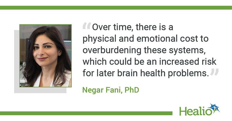 infographic with Fani quote about brain risk related to discrimination