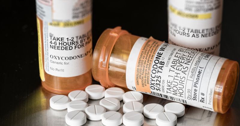 opioid pill in bottles