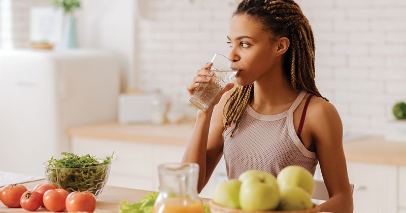 woman drinking water