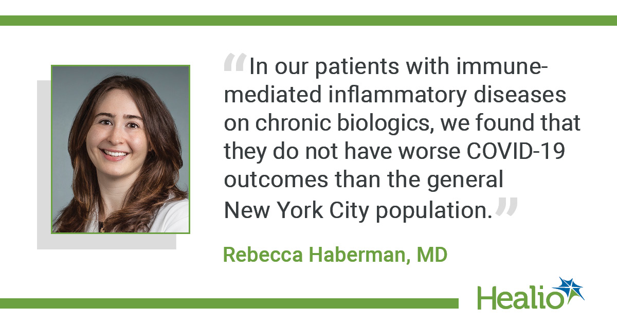 Baseline use of biologics and JAK inhibitors among patients with immune-mediated inflammatory disease, such as rheumatoid arthritis, psoriatic arthritis, psoriasis and other related conditions, is not associated with worse COVID-19 outcomes