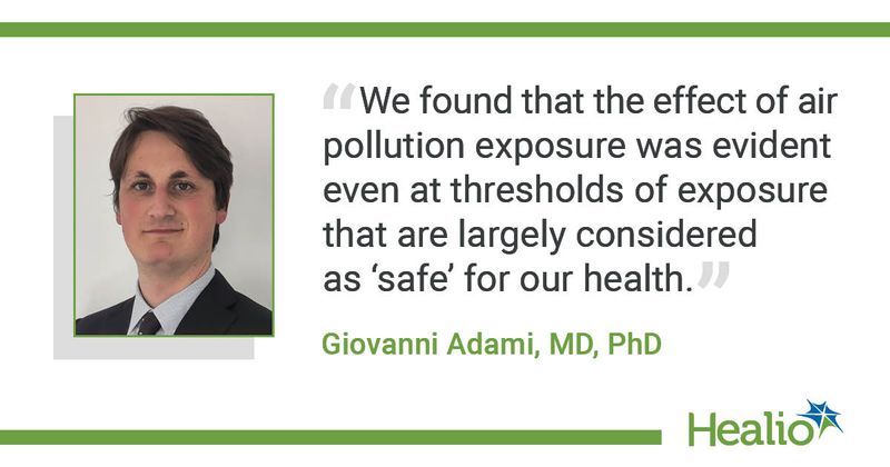 “We found that the effect of air pollution exposure was evident even at thresholds of exposure that are largely considered as ‘safe’ for our health.” Giovanni Adami, MD, PhD