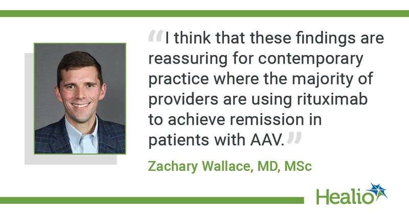 I think that these findings are reassuring for contemporary practice where the majority of providers are using rituximab to achieve remission in patients with AAV. Zachary Wallace, MD, MSc