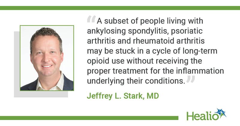 "A subset of people living with ankylosing spondylitis, psoriatic arthritis and rheumatoid arthritis may be stuck in a cycle of long-term opioid use without receiving the proper treatment for the inflammation underlying their conditions," Jeffrey L. Stark, MD, said.