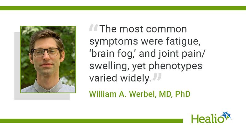 "The most common symptoms were fatigue, 'brain fog,' and joint pain/swelling, yet phenotypes varied widely," William A. Werbel, MD, PhD, said.