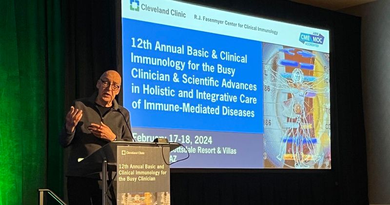 Leonard Calabrese, DO, speaks at the Basic and Clinical Immunology for the Busy Clinician symposium.