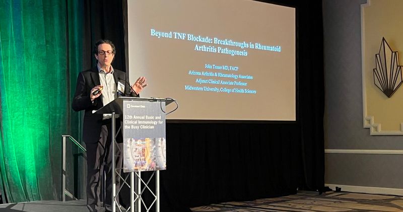 John R.P. Tesser, MD, FACP, delivers a presentation called, "Beyond TNF Blockade: Breakthroughs in Rheumatoid Arthritis Pathogenesis."