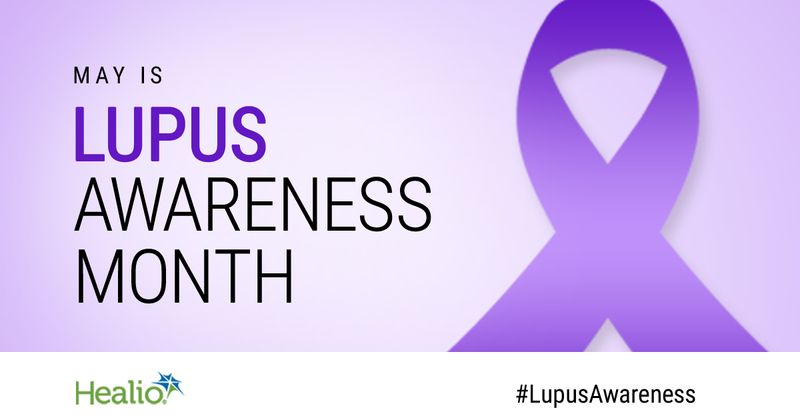 Lupus awareness with purple ribbon