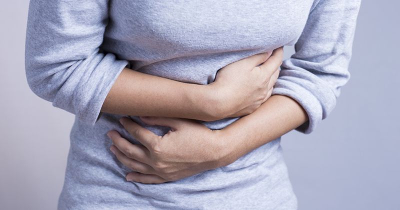 woman with stomach pain