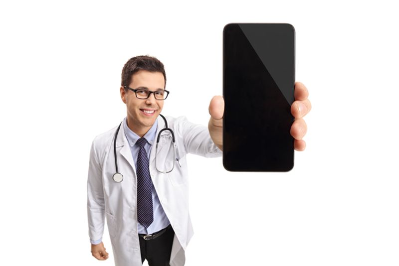 App being held by doctor