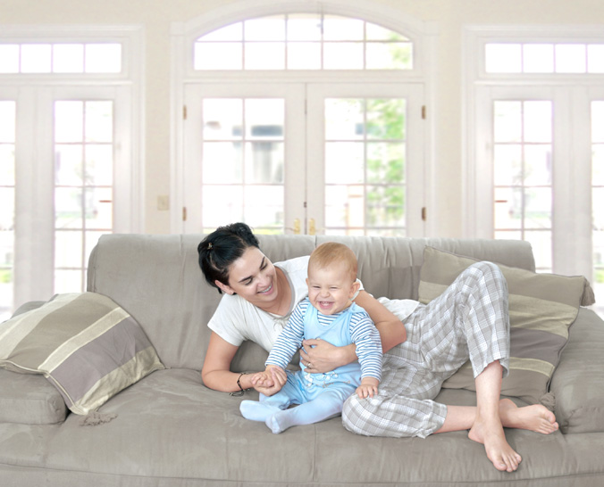 Baby and Mom on Couch