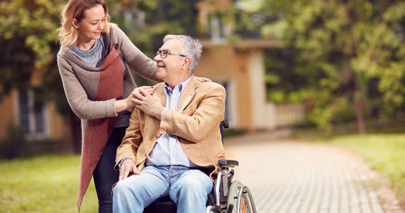 Caregiver with elderly man