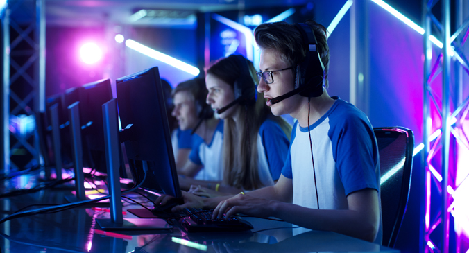 Teens playing esports