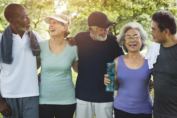 Elderly people exercising