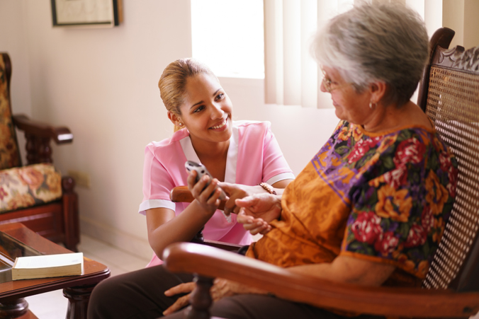 Photo of older woman receiving home care