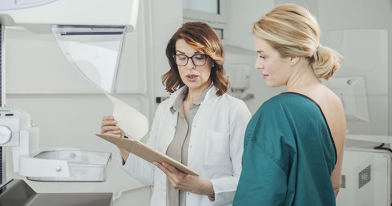 Mammogram being discussed with doctor