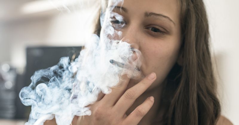 Girl smoking a cigarette