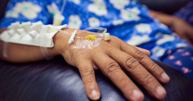 Photo of person receiving chemotherapy