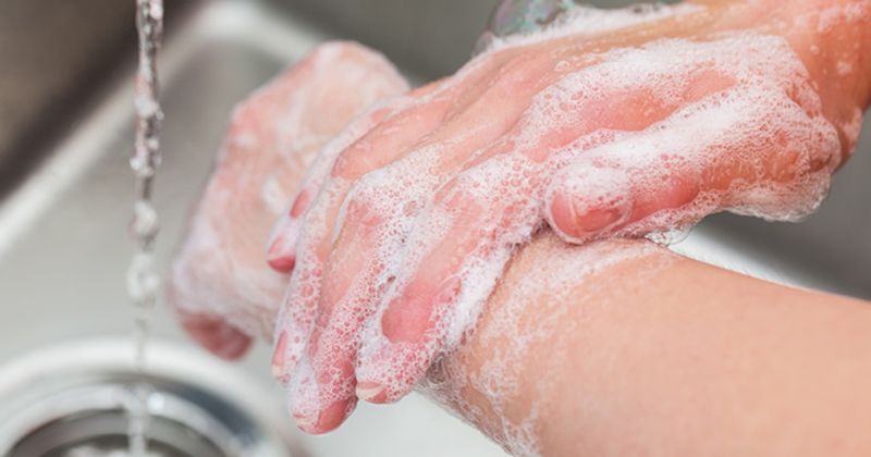 Hand washing with soap