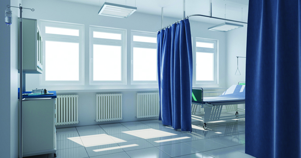 Photo of a hospital privacy curtain