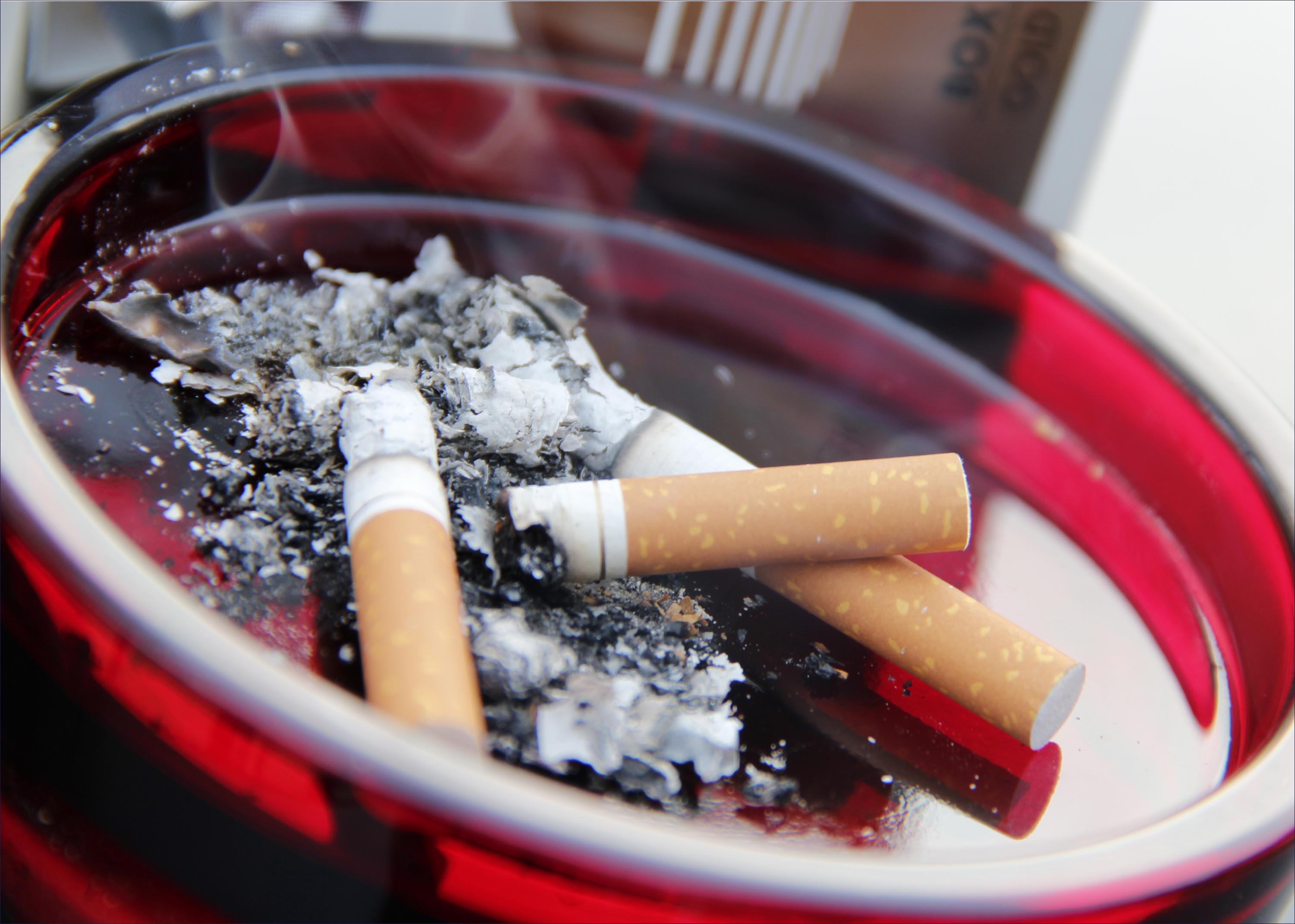 smoking cigarettes in an ashtray