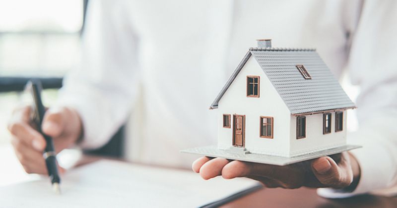 Palm holding a small model home