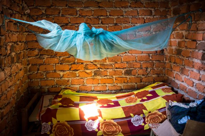 Photo of bednet over bed in Uganda