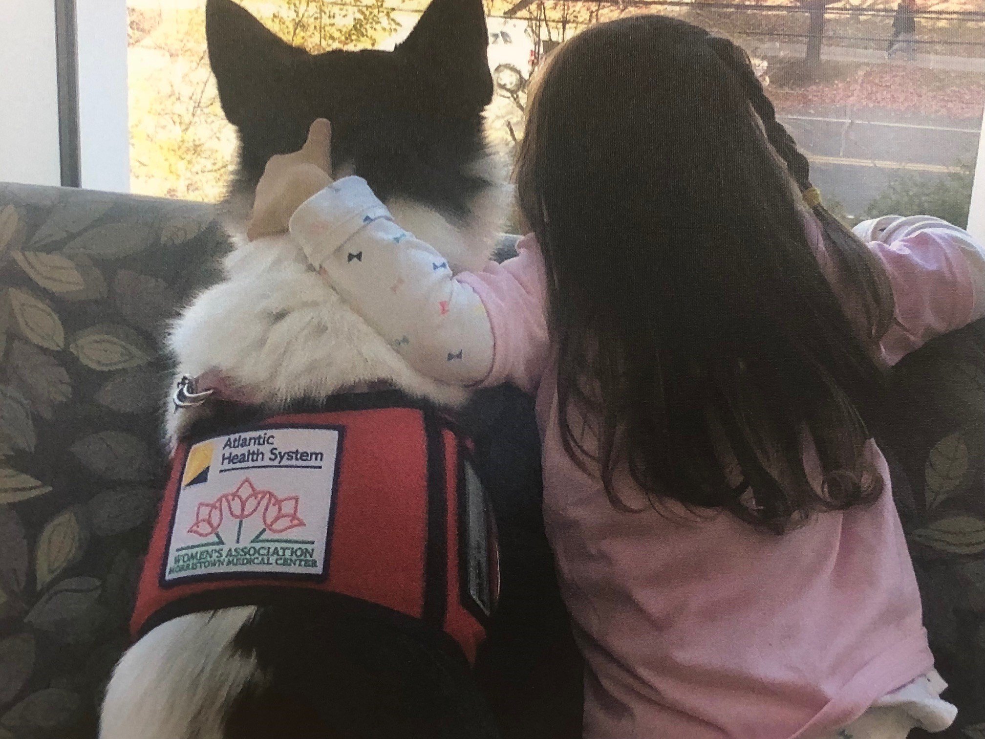 Photo of girl with therapy dog