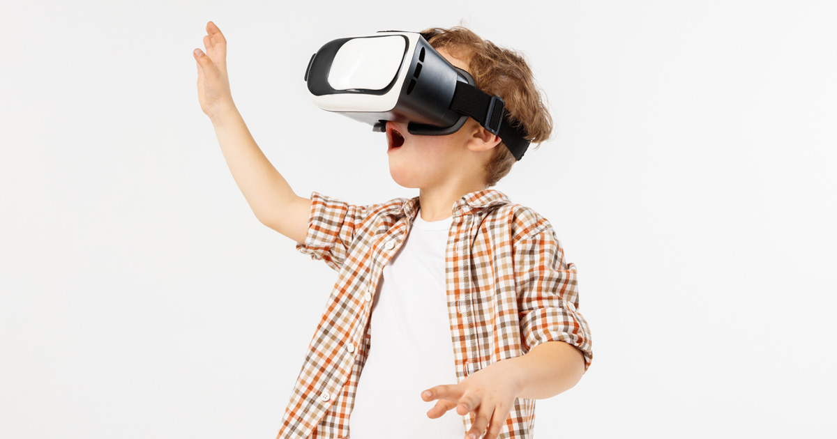 Young child using virtual reality