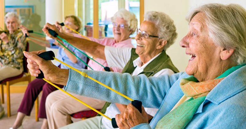 elderly women exercising 