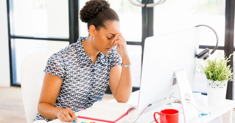 woman stressed at work