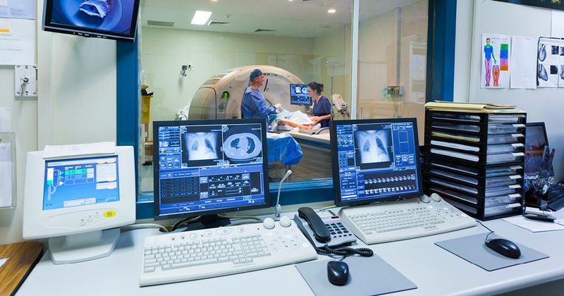 MRI machine and screens