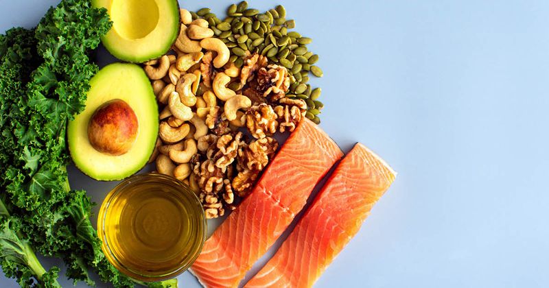 Overhead view of omega-3 rich foods.