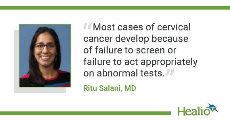 “Most cases of cervical cancer develop because of failure to screen or failure to act appropriately on abnormal tests.” Ritu Salani, MD