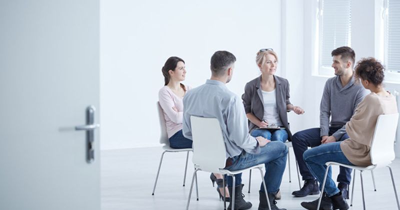 People talking in a room