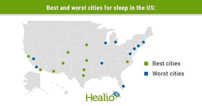 Outline of US in grey with cities highlighted