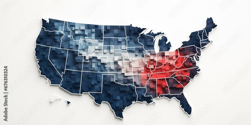 Map of the United States with heat signature in the Midwest and South